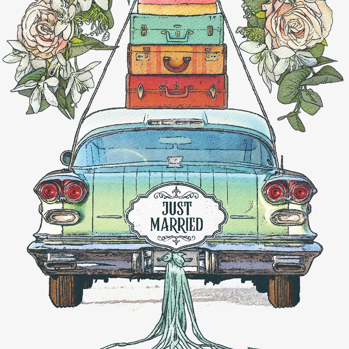 Just Married 5x7 Single Greeting Card