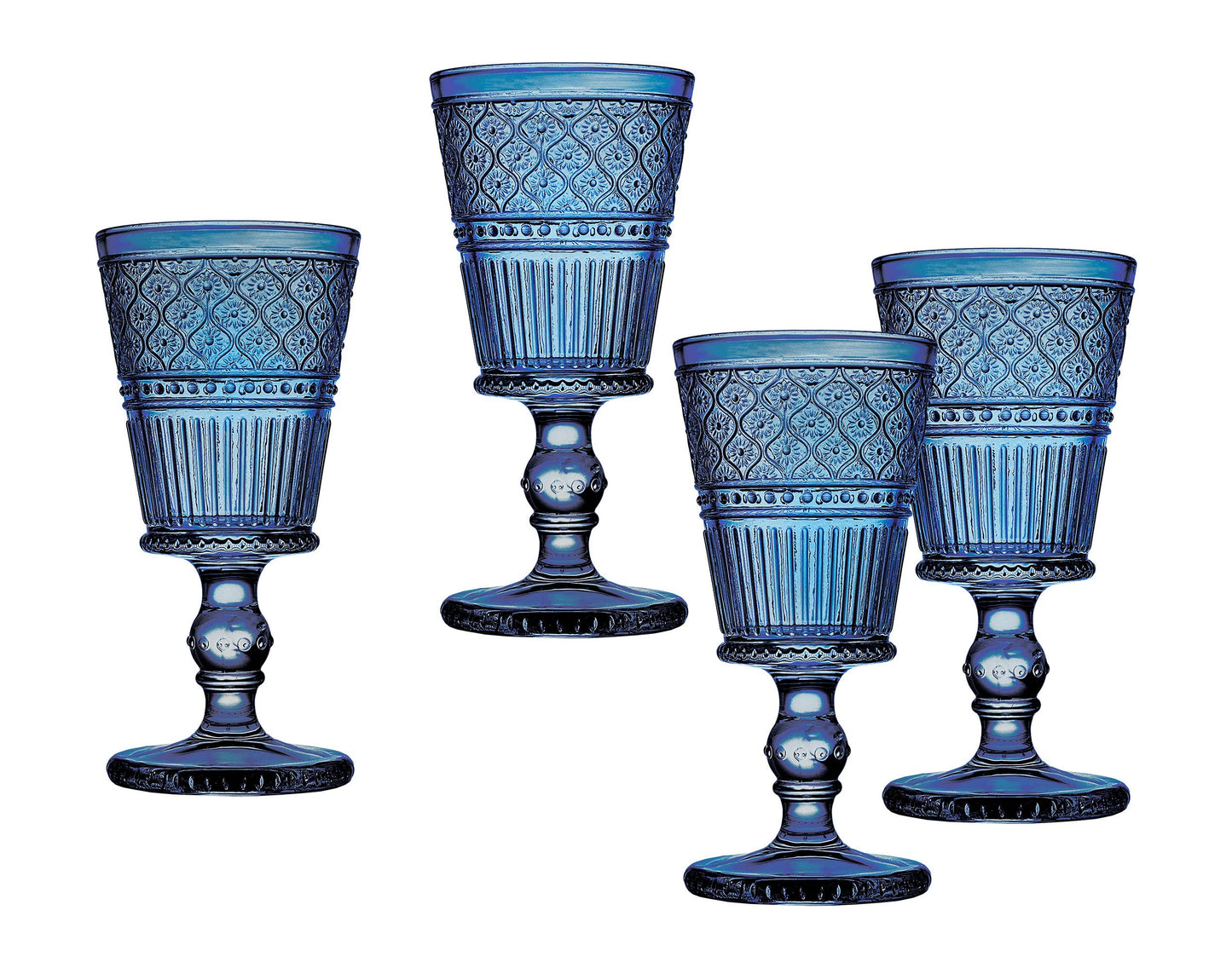 Set of Four Blue Claro Goblets