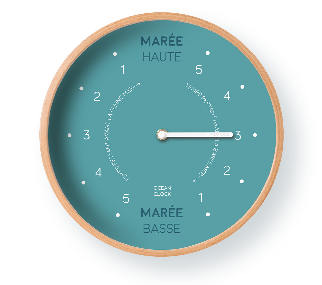 Turquoise wooden tide clock