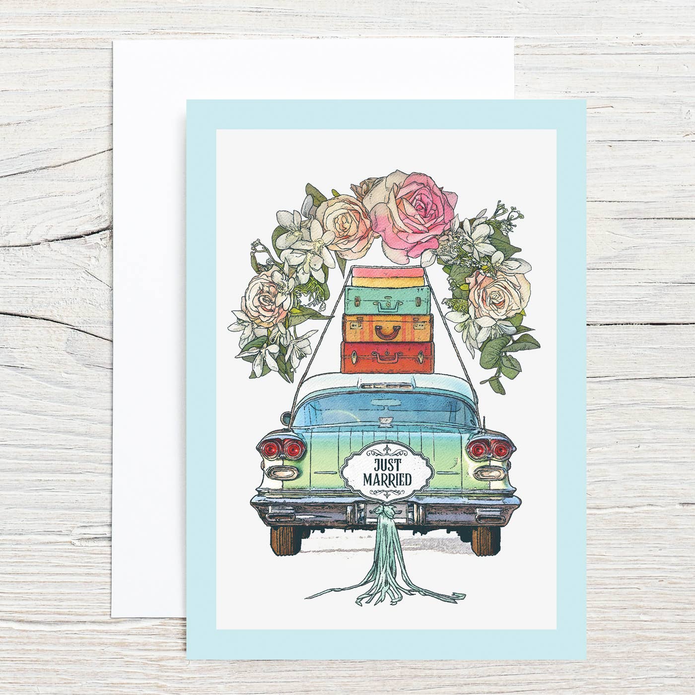 Just Married 5x7 Single Greeting Card