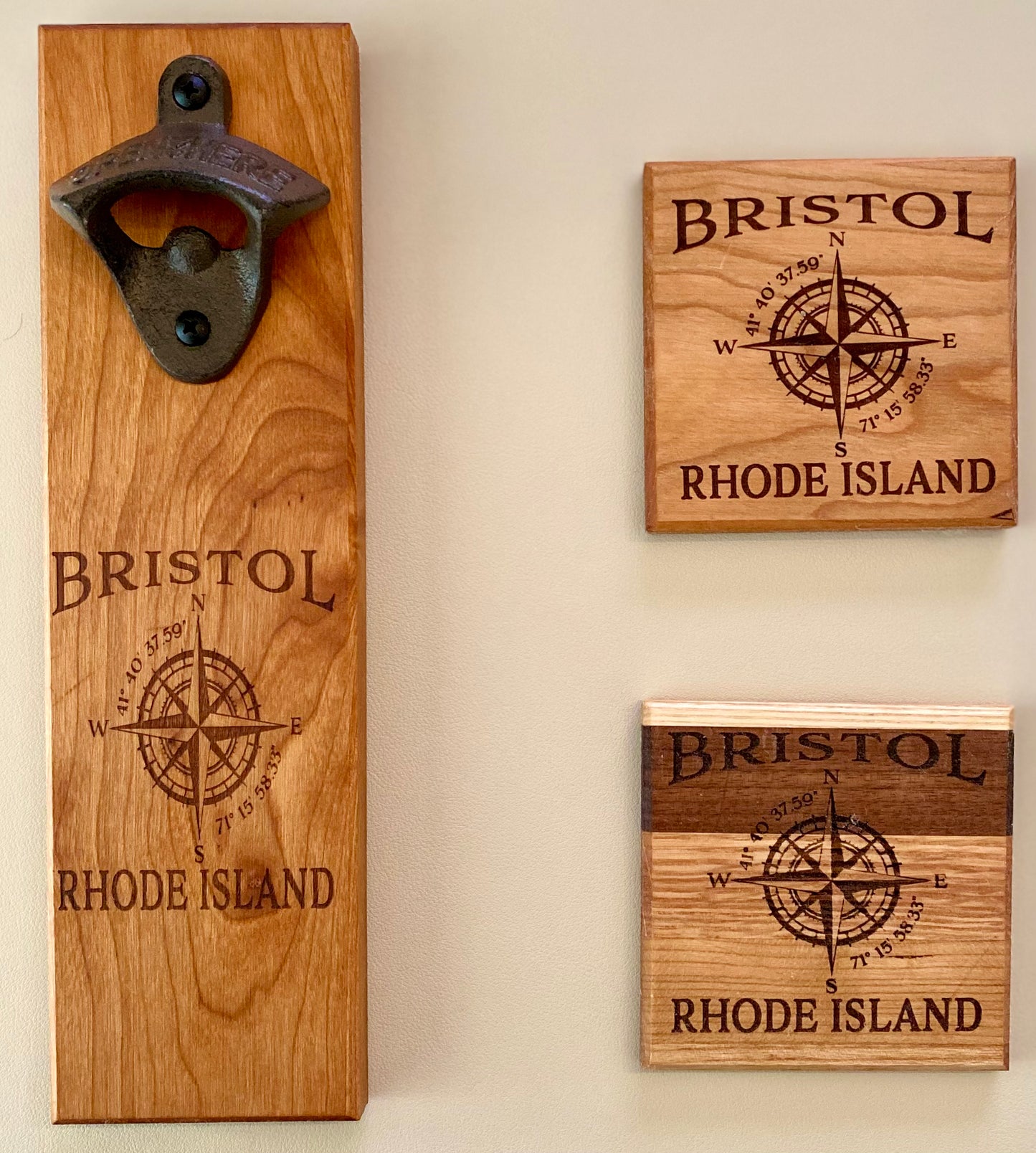 Gift Set: Bottle Opener and 4 Coasters