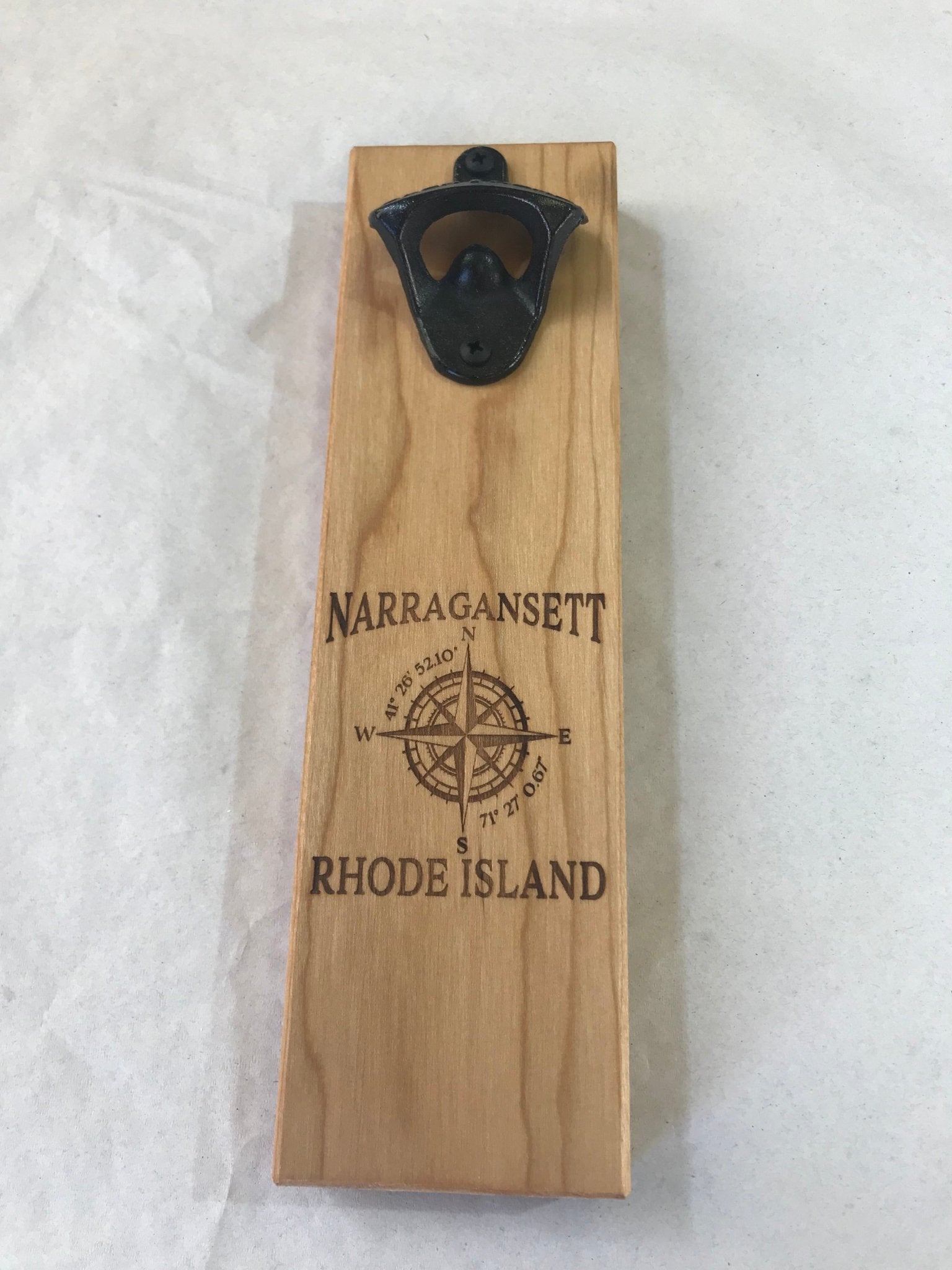 Rhode Island - Wall Mounted Bottle Opener with Cap Catcher
