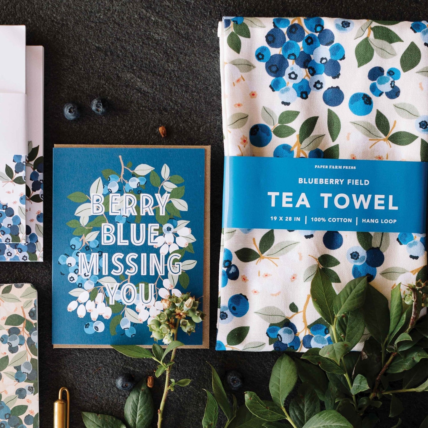 Paper Farm Press - Blueberry Field Tea Towel - Fenwick & OliverPaper Farm Press - Blueberry Field Tea TowelPaper Farm PressFenwick & OliverTB004