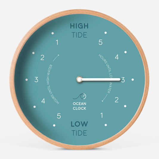 Turquoise wooden tide clock