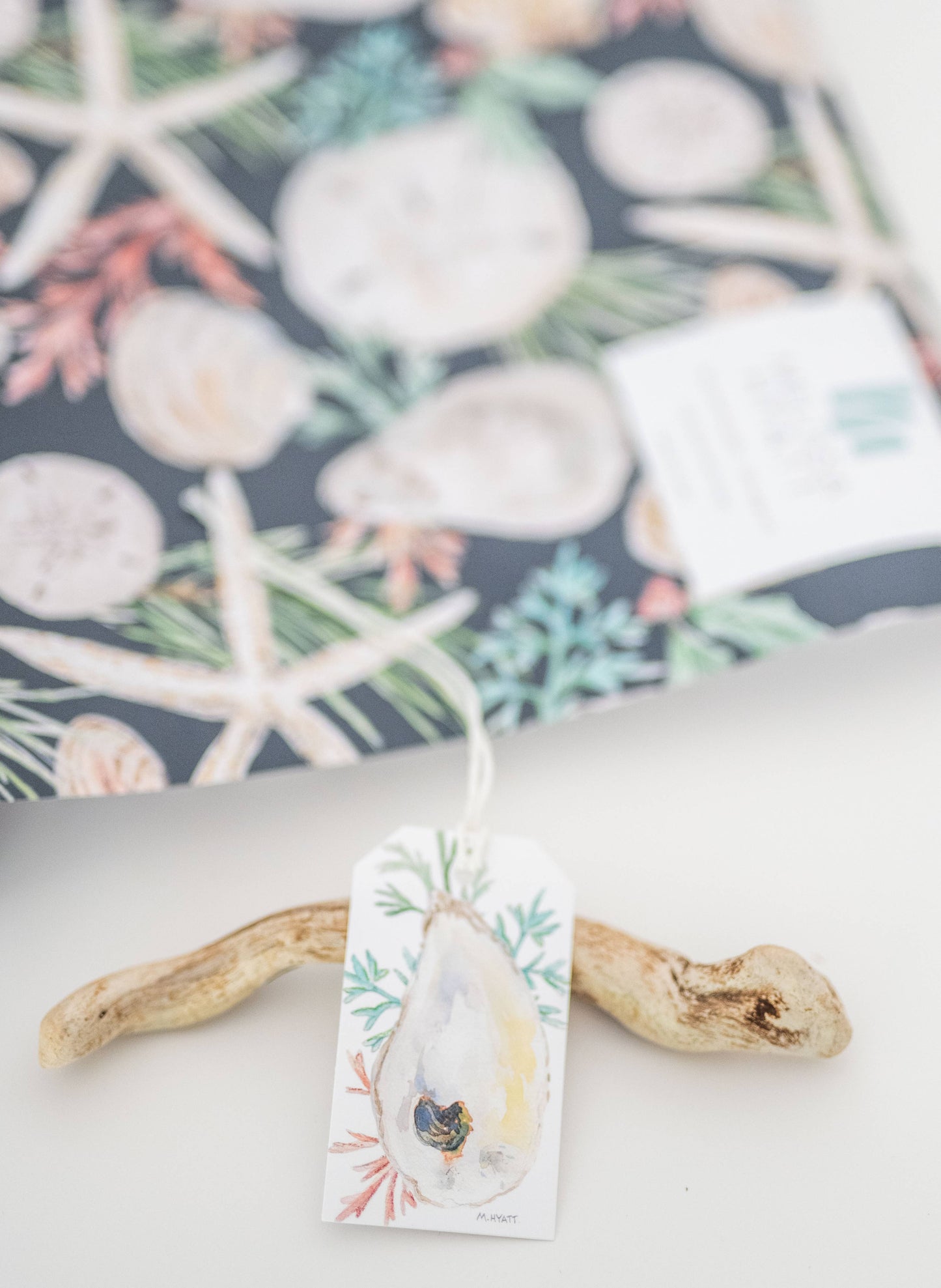 "Holiday Shells Teal" Holiday wrapping paper roll