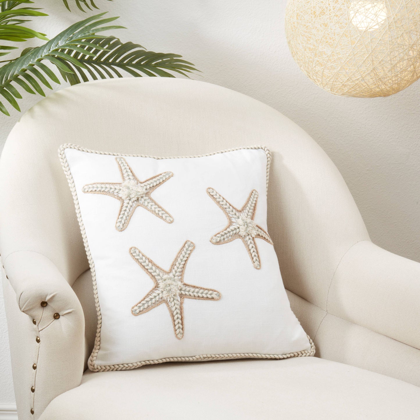 Starfish Serenity Throw Pillow: Ivory / 18"
