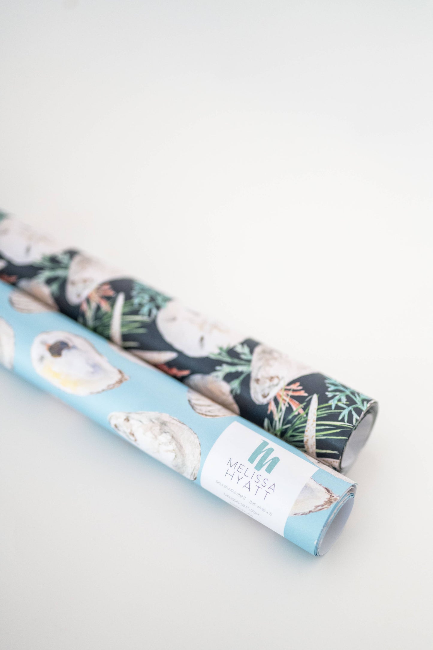 "Holiday Shells Teal" Holiday wrapping paper roll