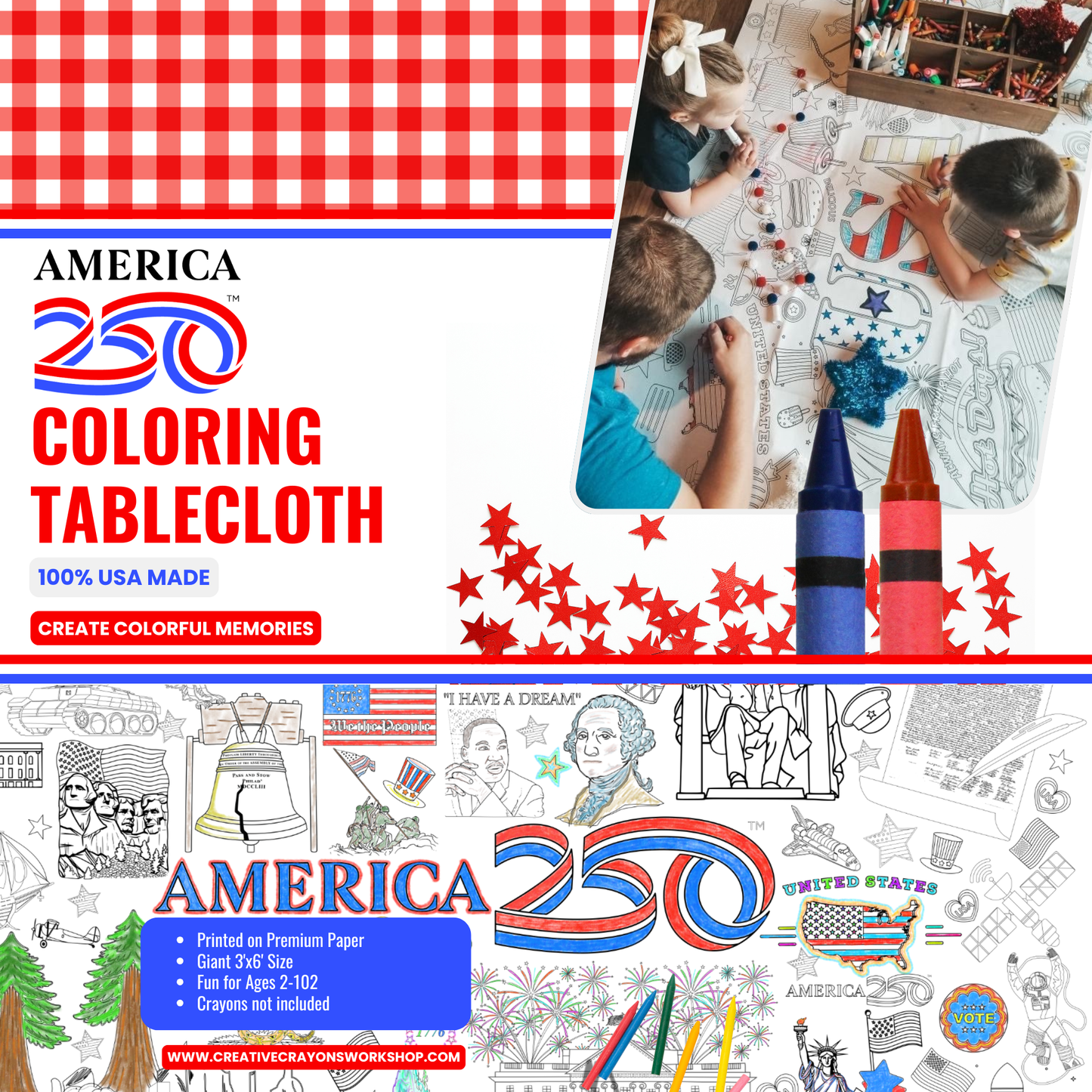America 250 Coloring Tablecloth