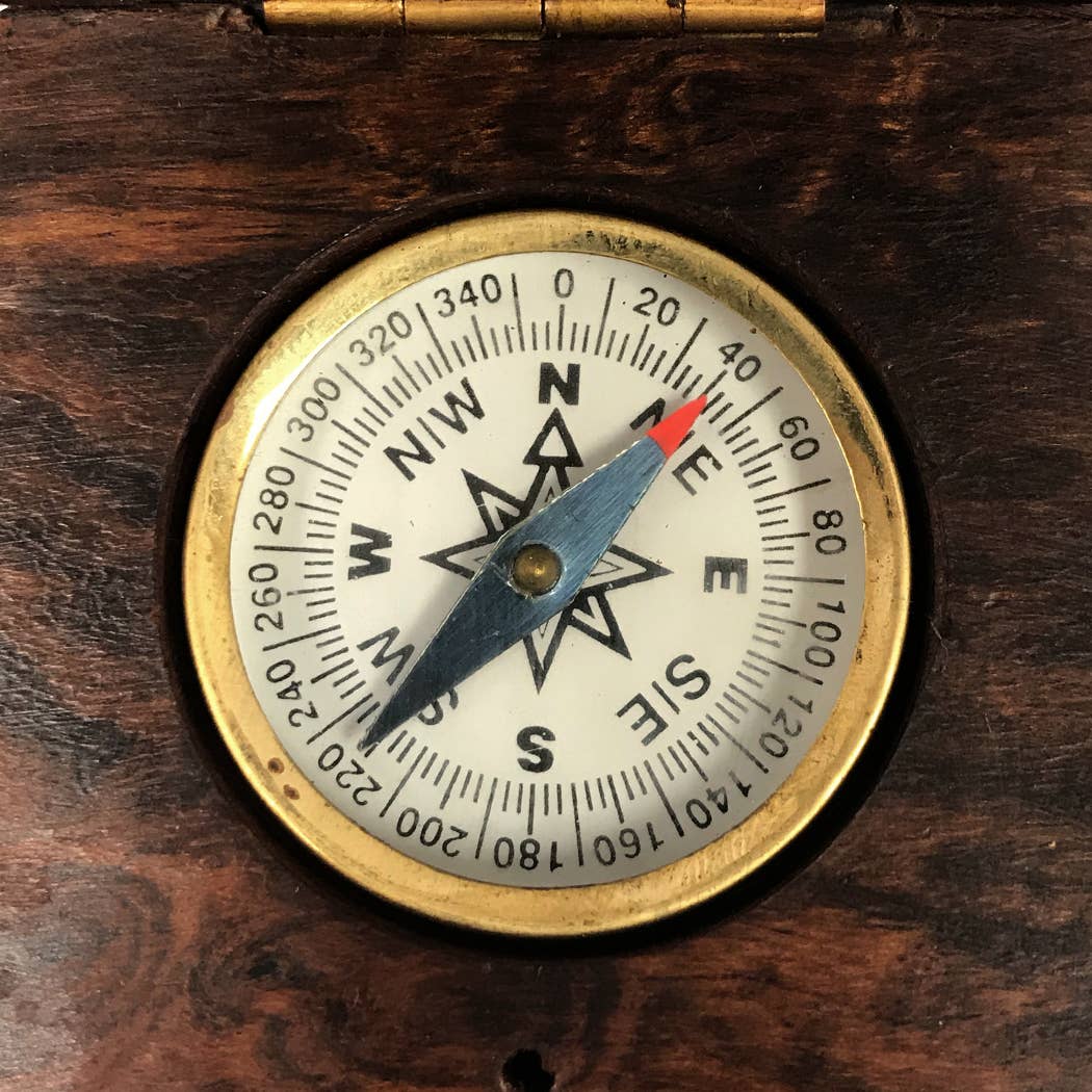 Anchor Wood Compass Box - 2"- with Brass Compass