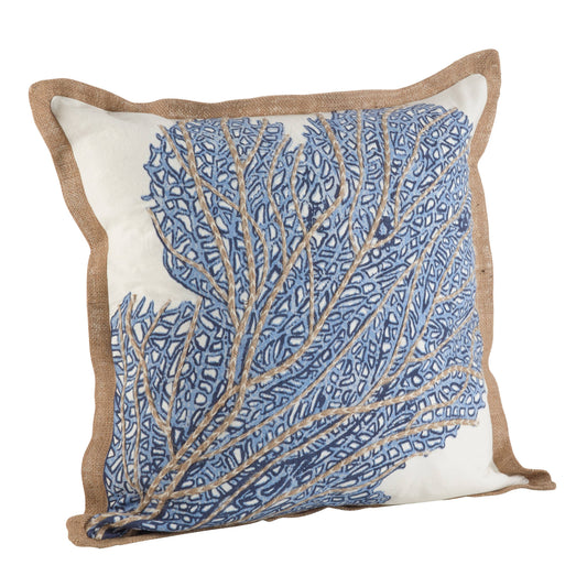 Sea Fan Pillow - Down Filled: 20" / Navy Blue / Down Insert