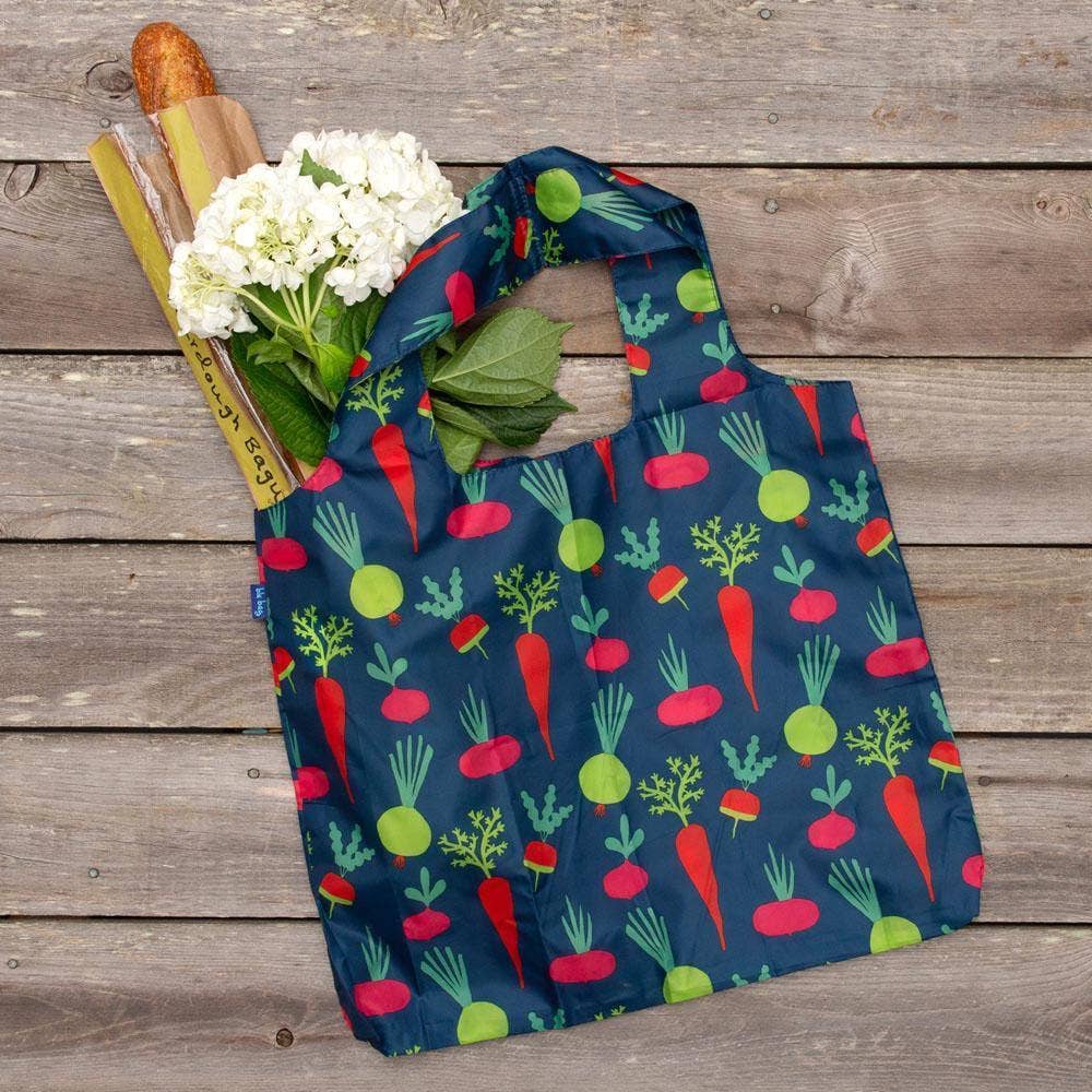ROOT VEGGIES blu Bag Reusable Shopper Tote