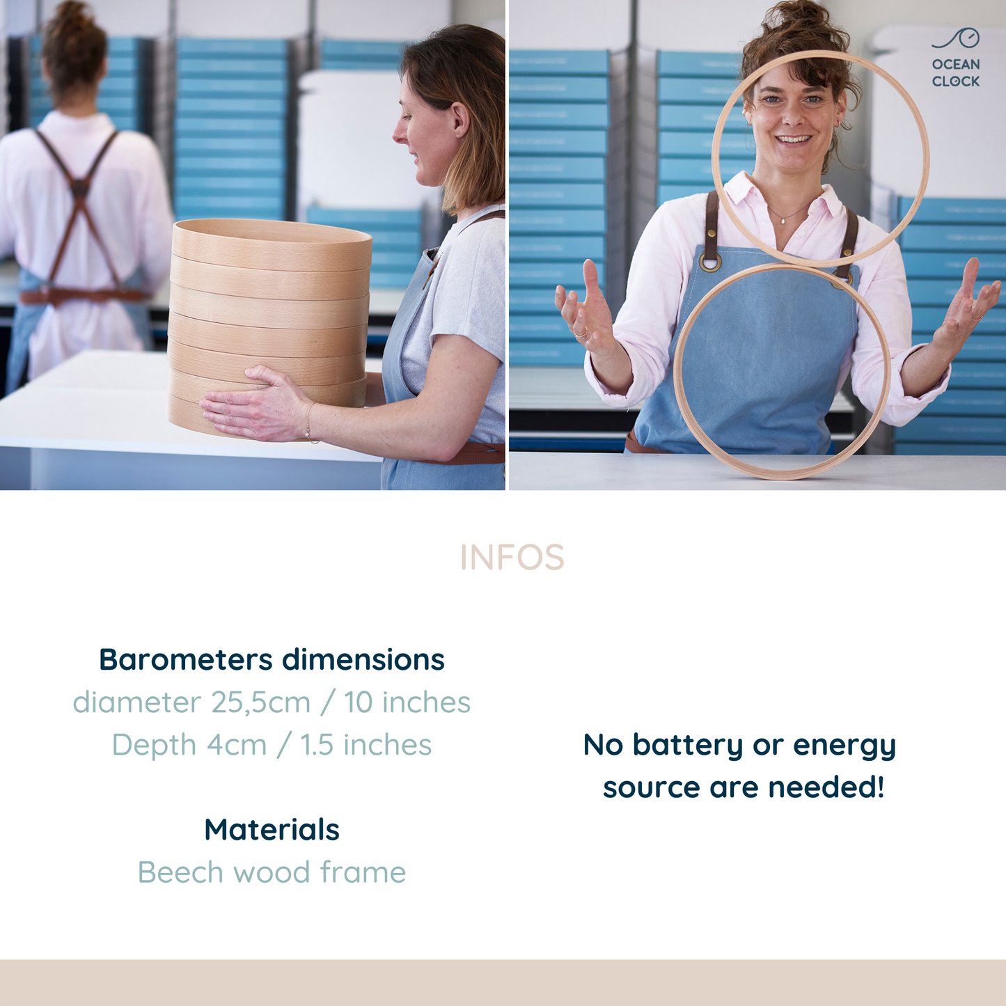 NAVY BLUE AND WHITE WOODEN WEATHER BAROMETER - Navy Blue Dial