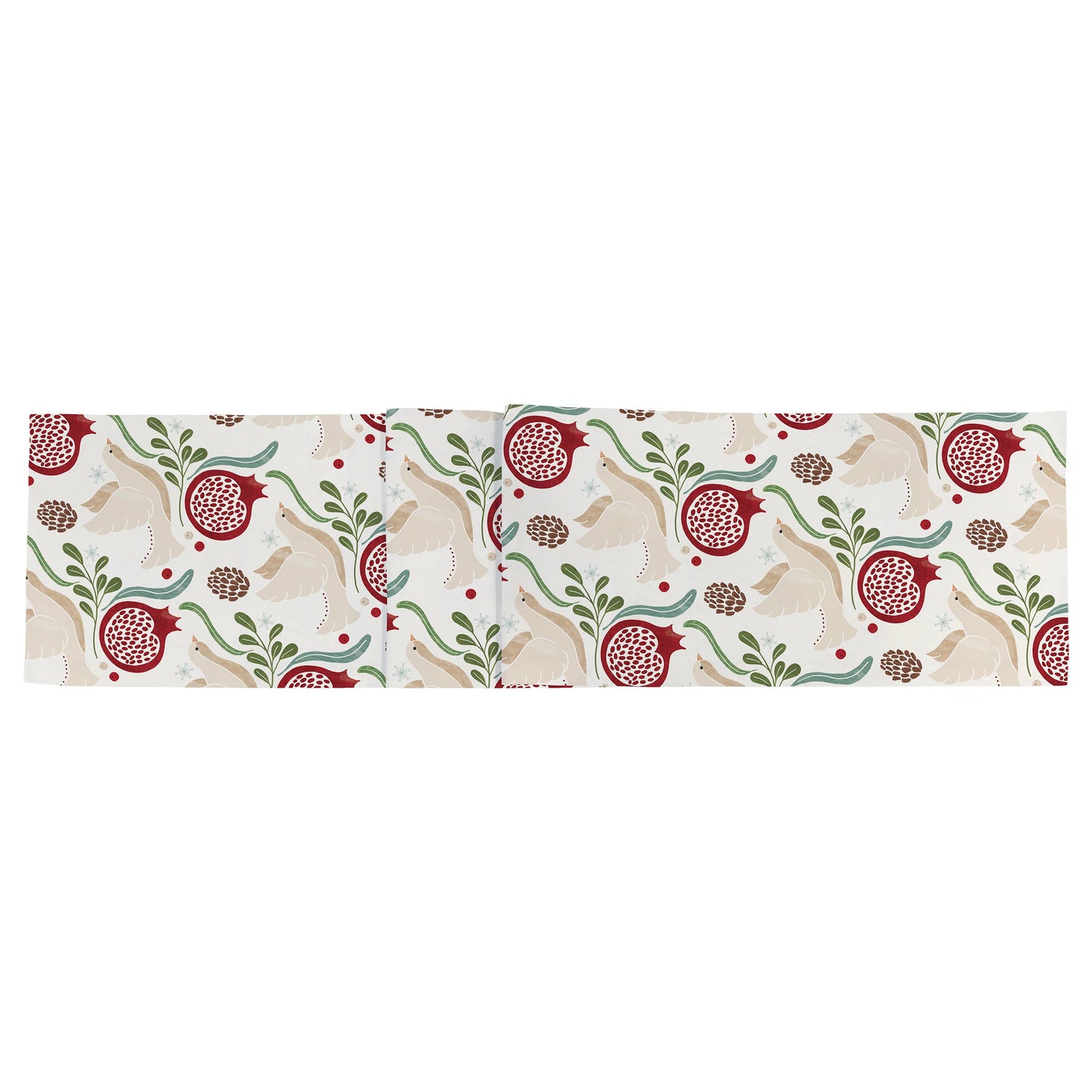 72" Long Winter Berry Cotton Table Runner Christmas