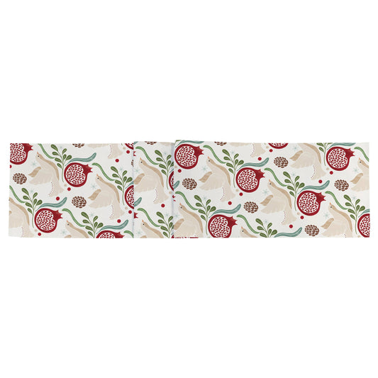 72" Long Winter Berry Cotton Table Runner Christmas