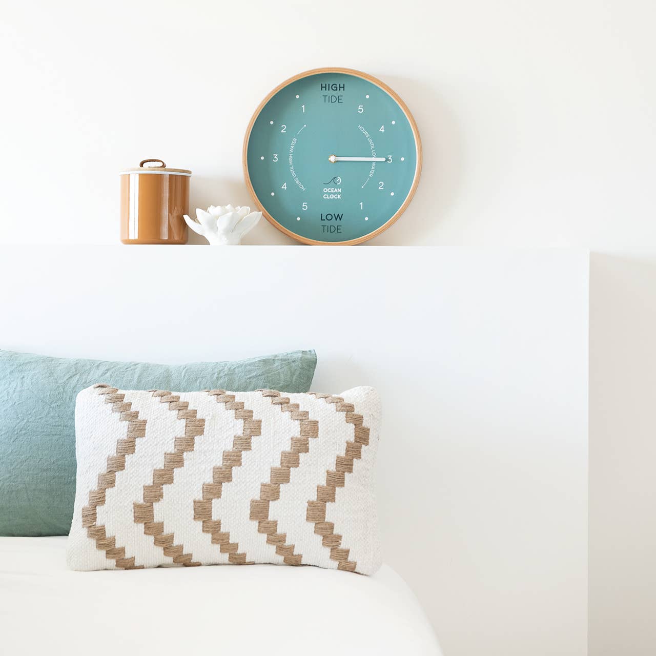 Turquoise wooden tide clock