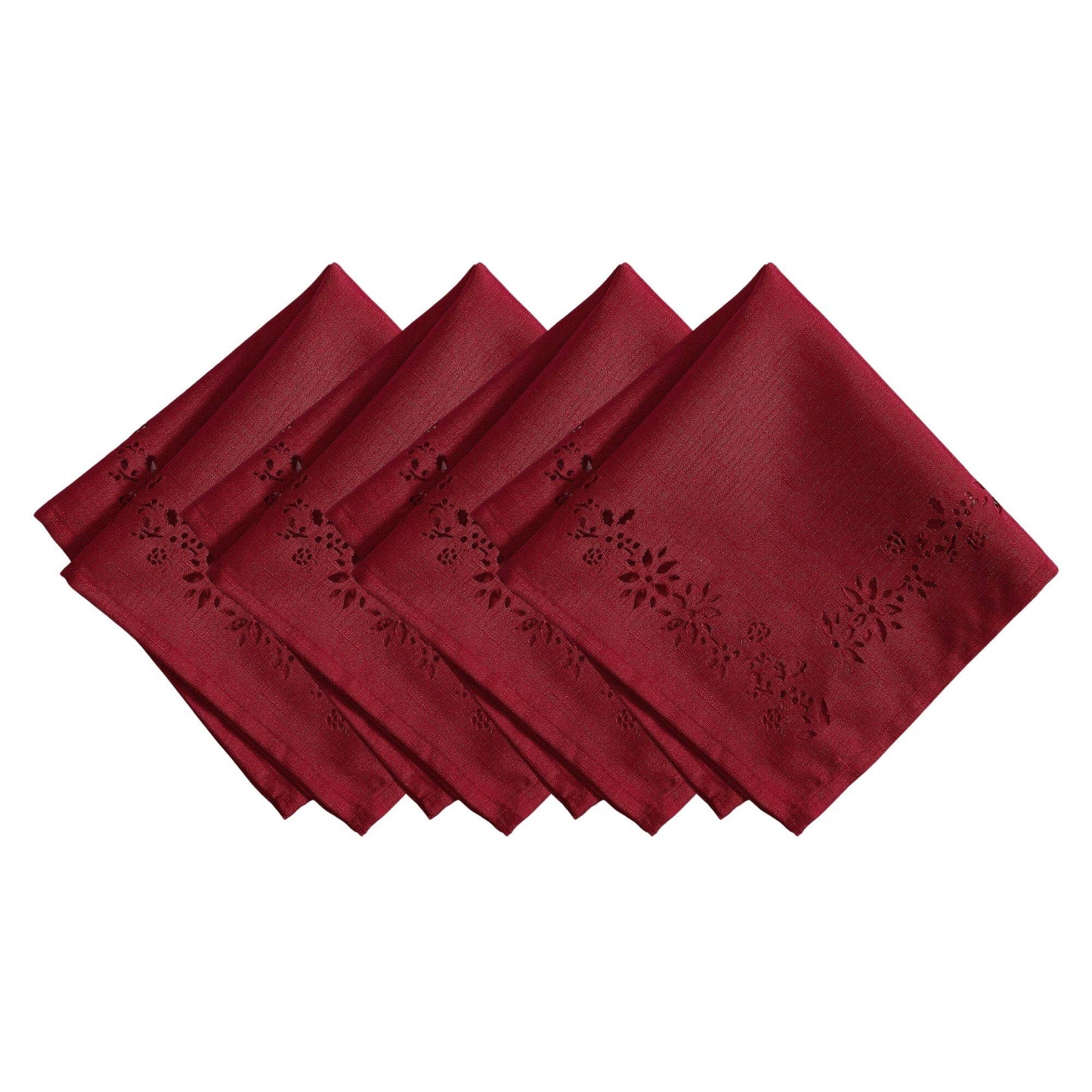 Poinsettia Noel Laser Cut Holiday Napkins, Set of 4 - 17x17