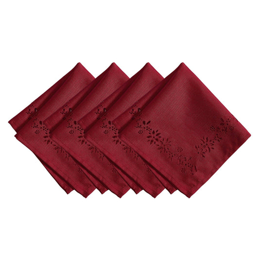 Poinsettia Noel Laser Cut Holiday Napkins, Set of 4 - 17x17
