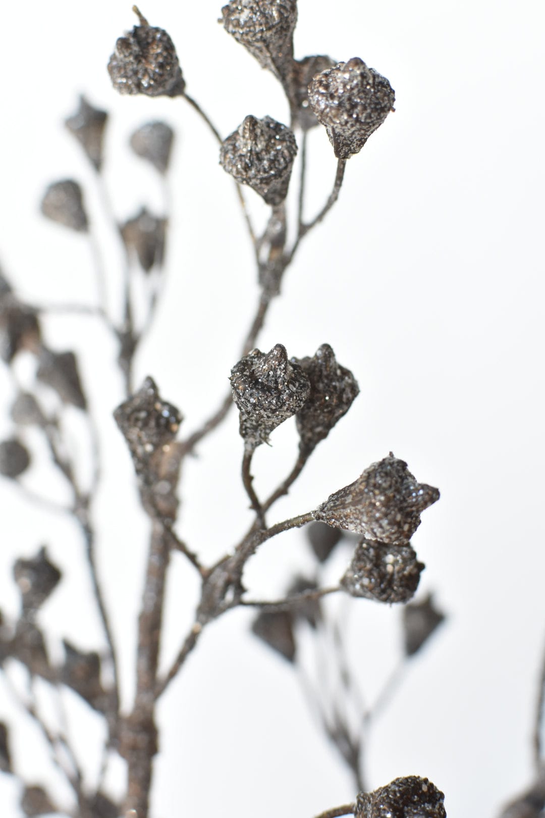 21" Faux Ice Glittered Twig with Pod Bundle (3 Stems)