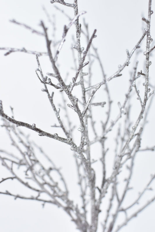 31" Faux Ice Glittered Twig Bundle (3 Stems)