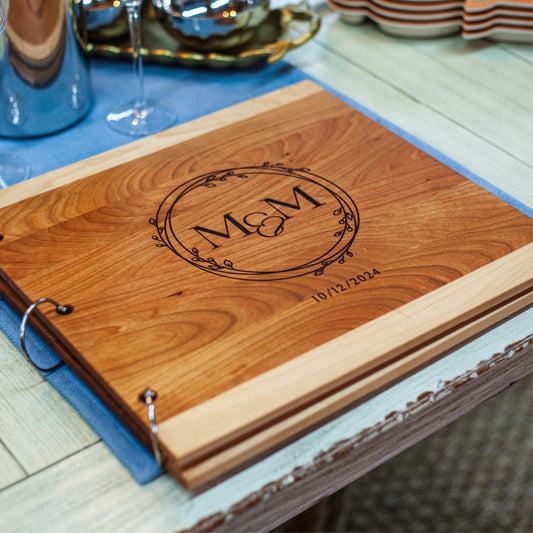 Handcrafted hardwood photo album or scrapbook with personalization