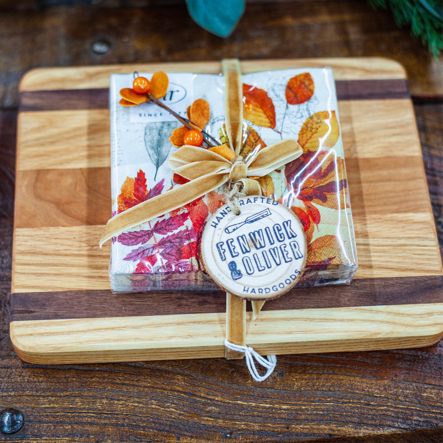 Small rectangle board with cocktail napkins