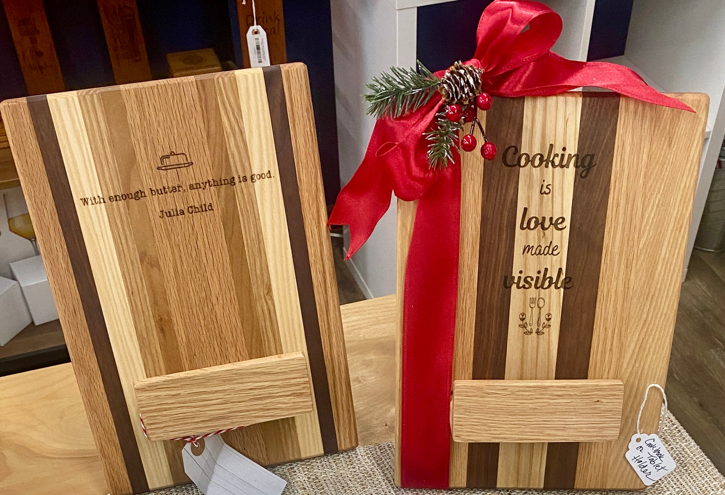 Small Cookbook Holder - Handcrafted Reclaimed Wood Kitchen Stand