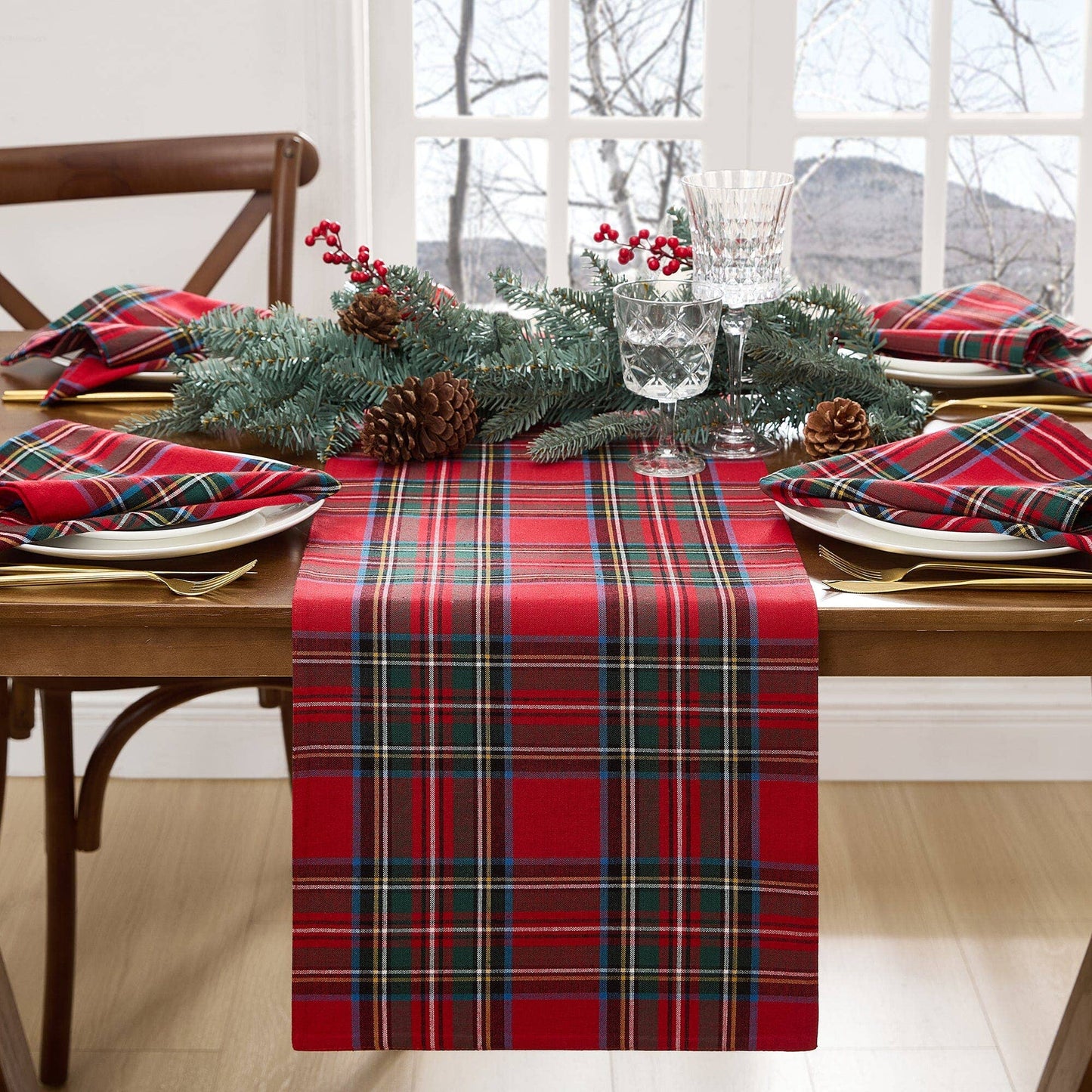 Stowe Tartan Holiday Plaid Cotton Christmas Table Runner
