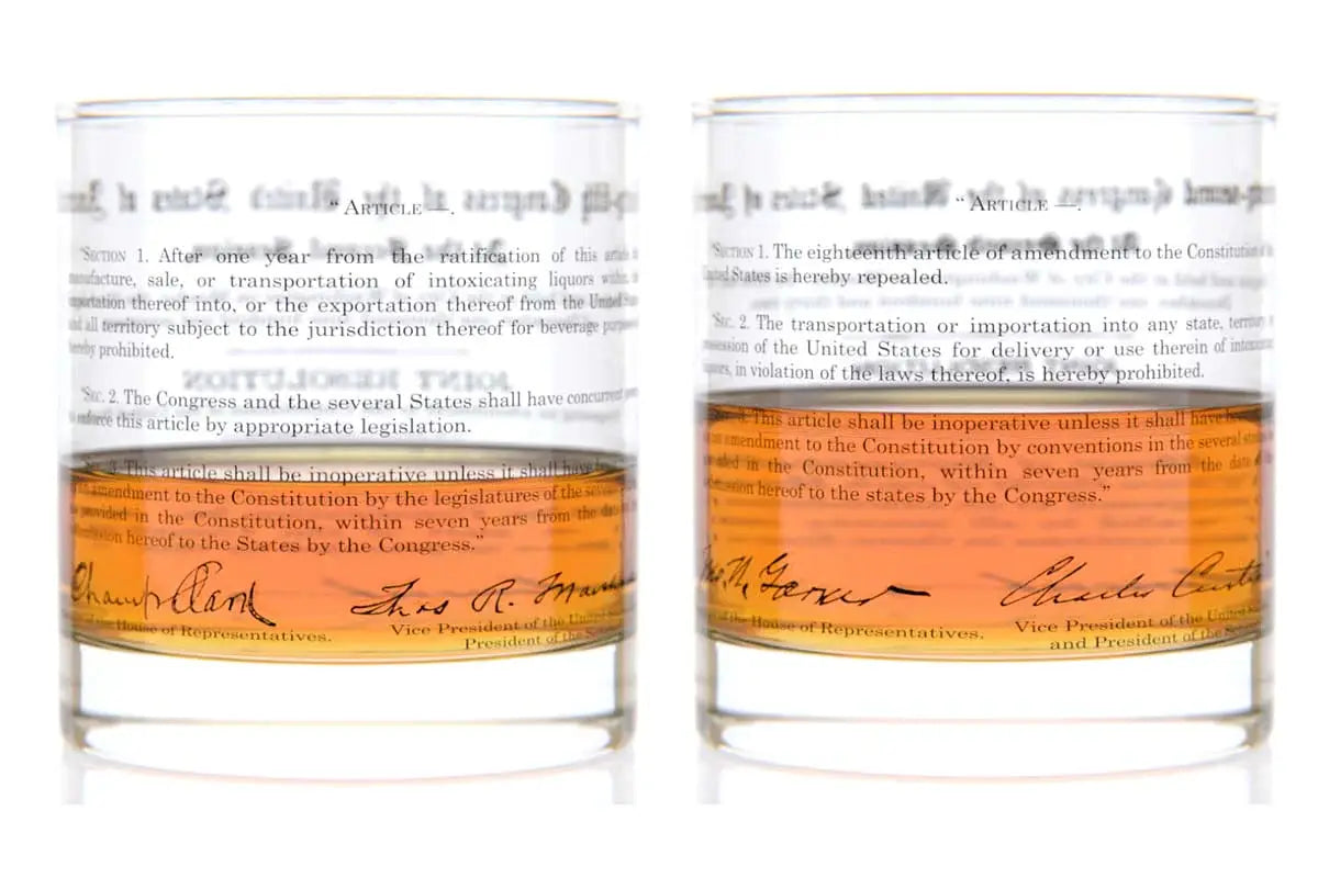 18th & 21st Amendment - Historical - Rocks Glasses -Set of 2