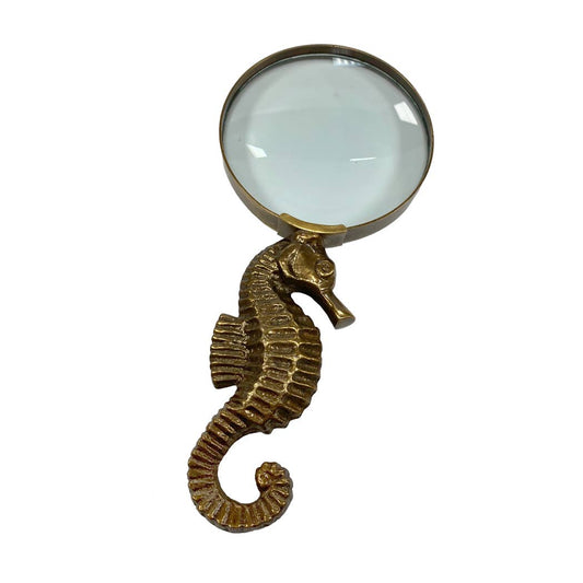 7" Antiqued Brass Seahorse Magnifying Glass