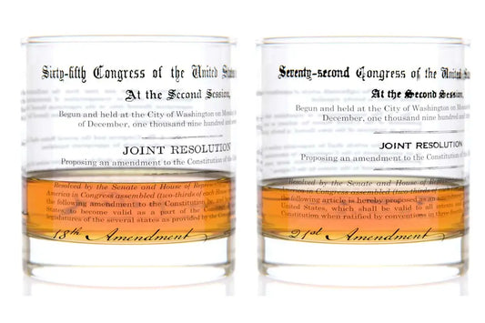 18th & 21st Amendment - Historical - Rocks Glasses -Set of 2