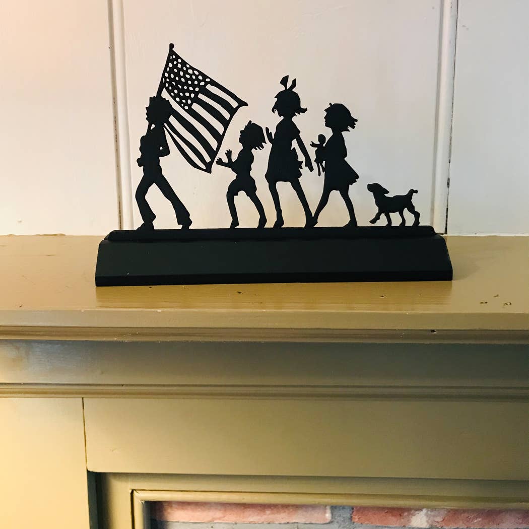 Fourth of July Parade Standing Silhouette Tabletop Décor, 7”