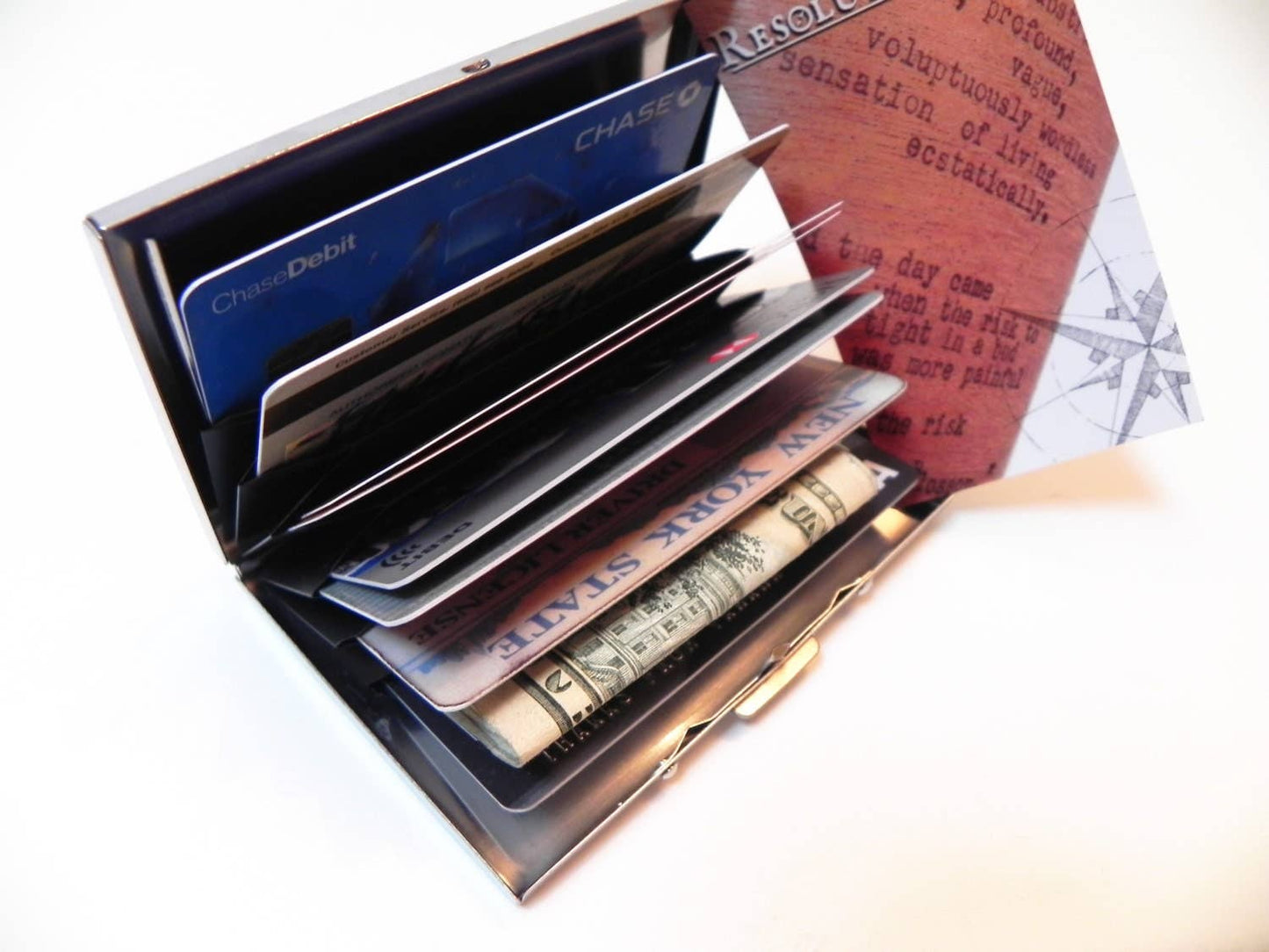 Mahogany Wood Wallet - Ship In Harbor, Nautical, Ocean