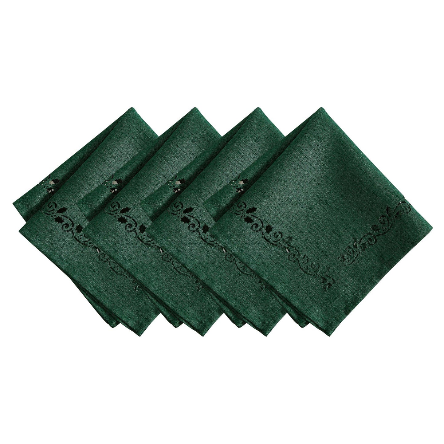 Holly Scroll LaserCut Holiday/Christmas Napkins, 4 Pc -17x17