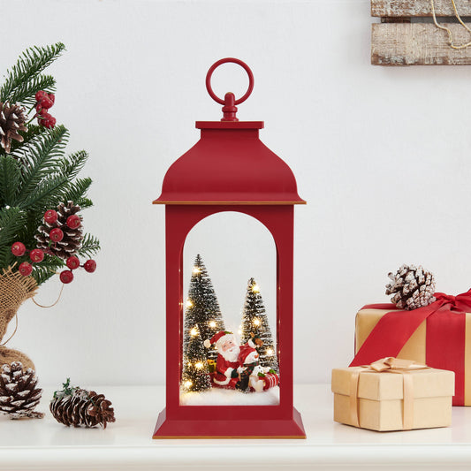 Danya B. Tabletop Red Christmas Santa Winter Scene Lantern