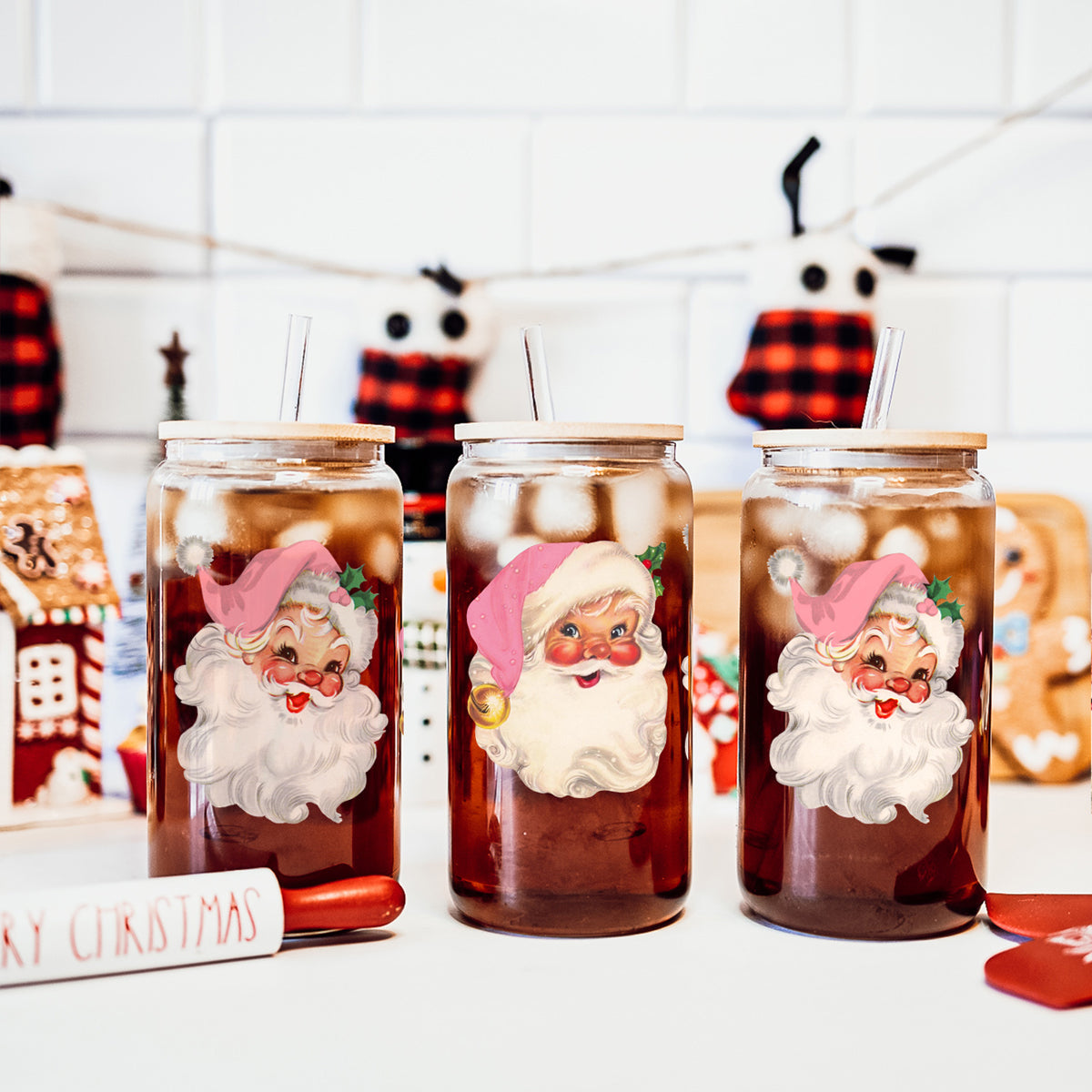 Vintage Pink Santa 17oz