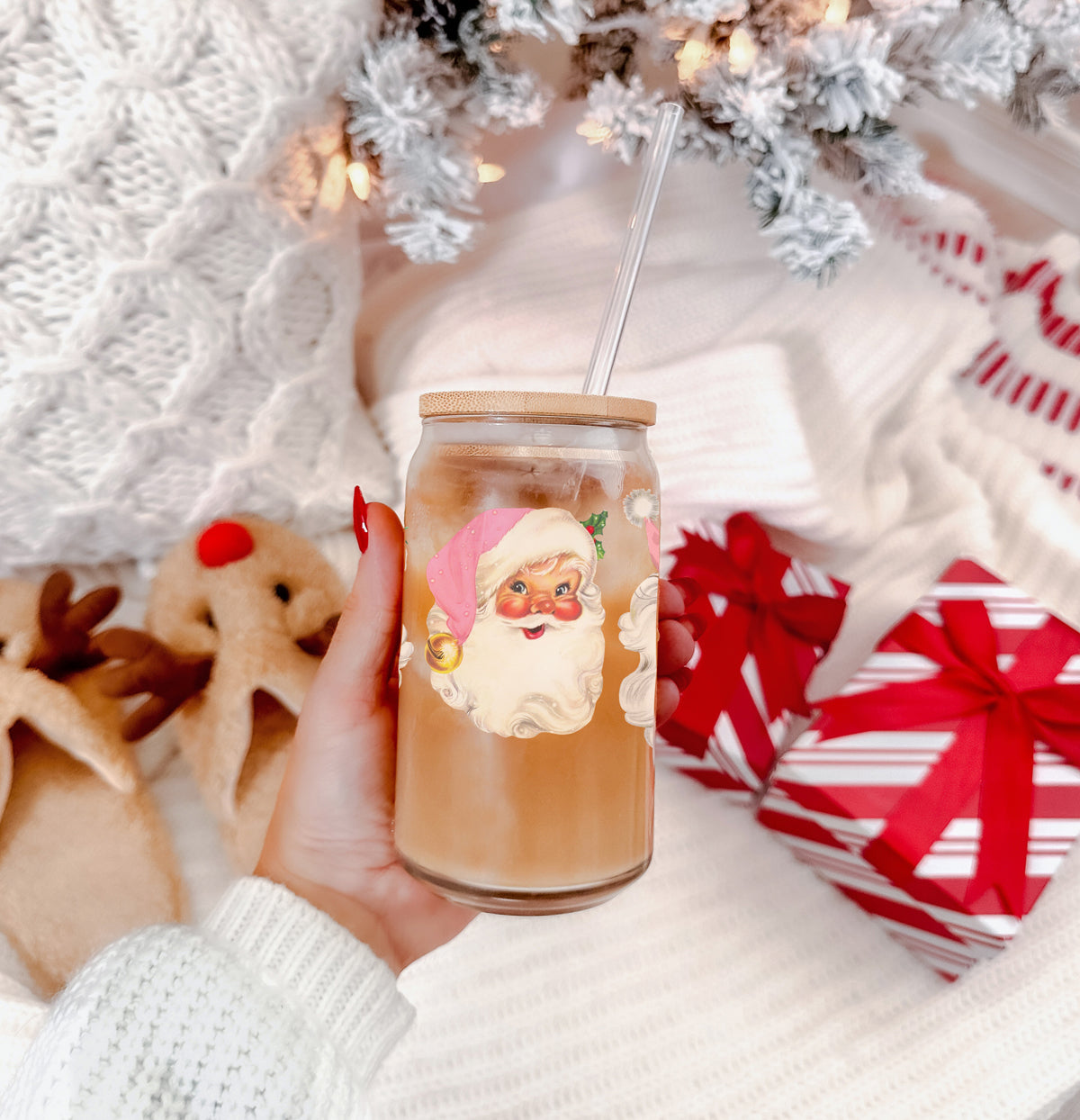 Vintage Pink Santa 17oz