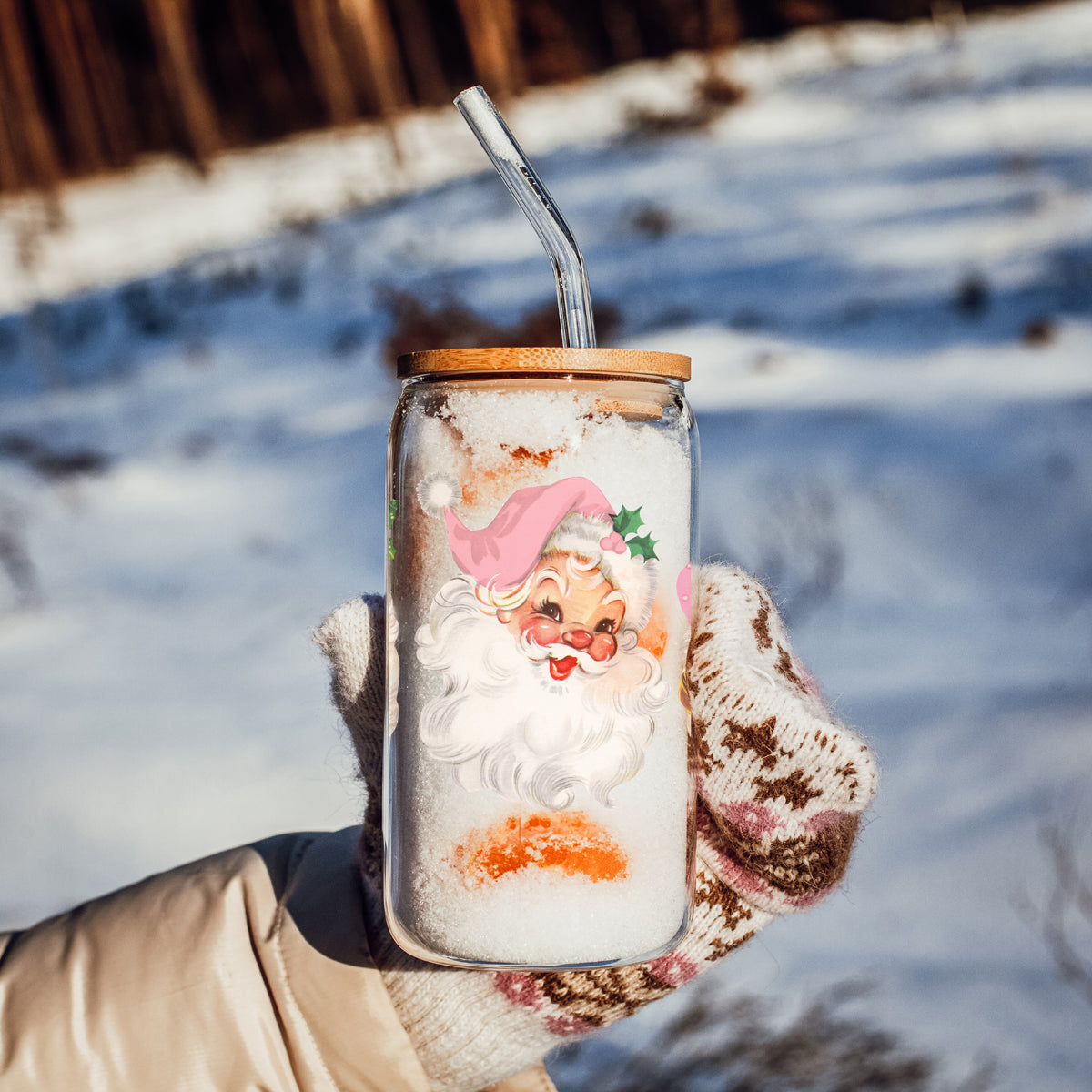Vintage Pink Santa 17oz