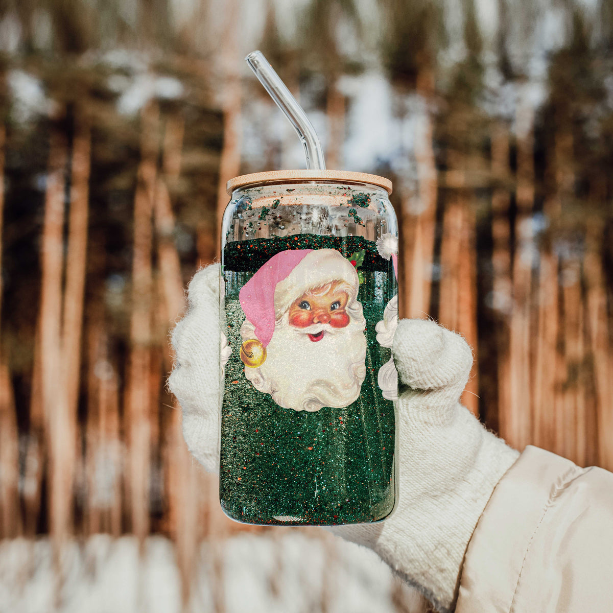 Vintage Pink Santa 17oz