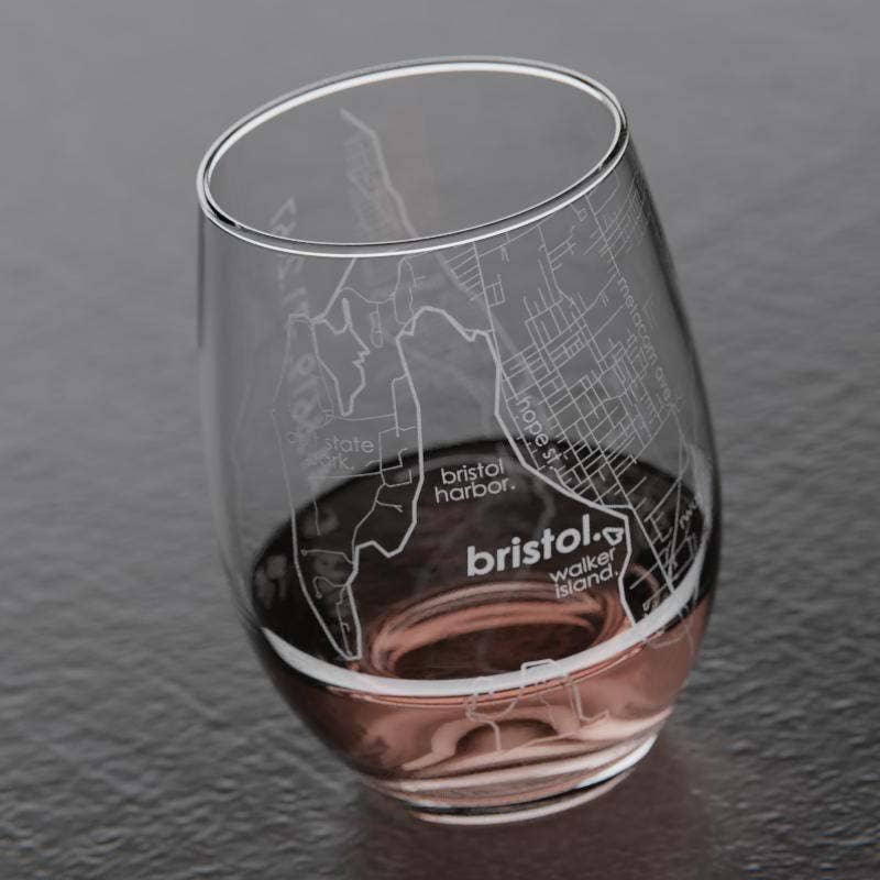 Bristol Rhode Island Map Stemless Wine Glass - Fenwick & OliverBristol Rhode Island Map Stemless Wine GlassGlassWell ToldFenwick & Oliver50022