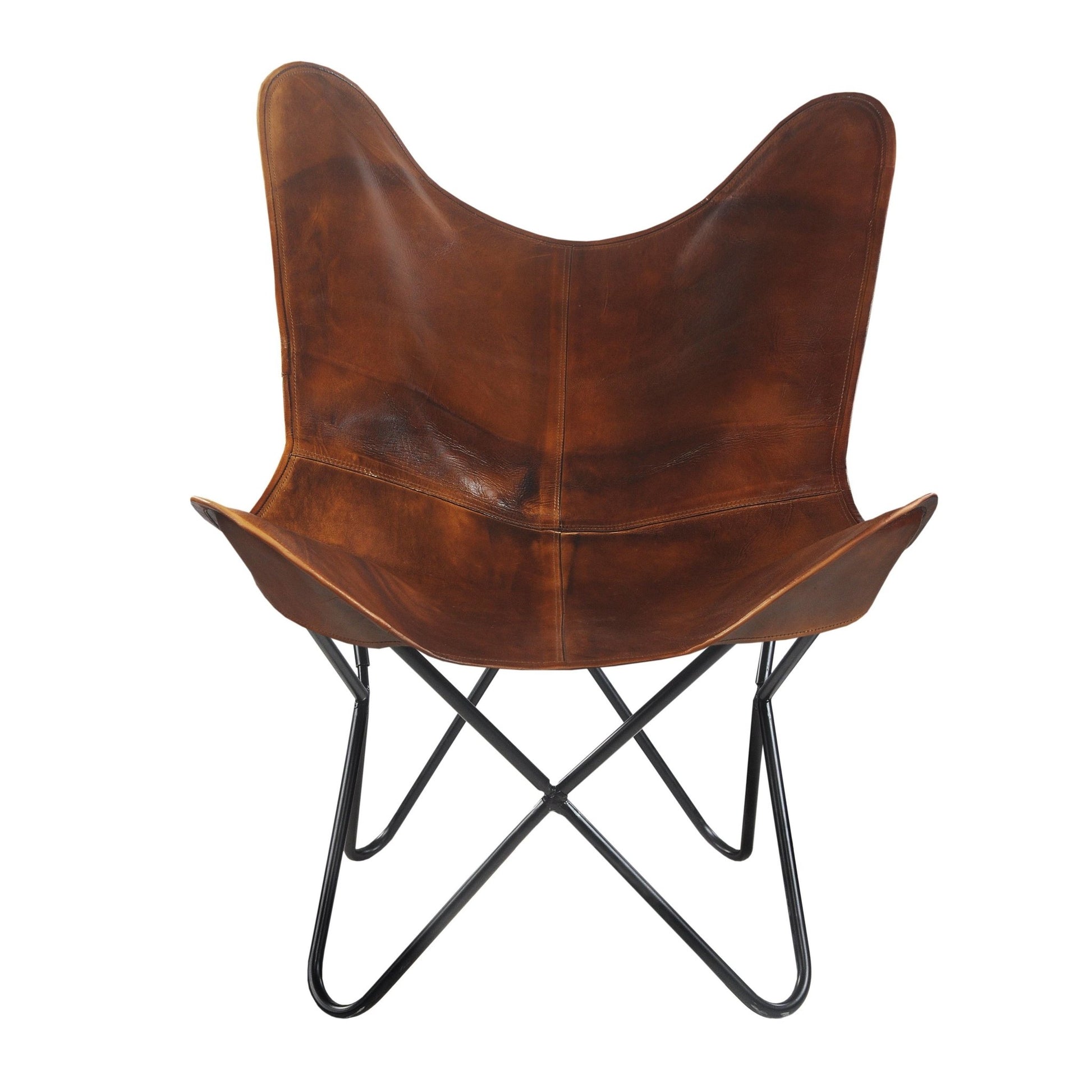 Brown Leather Butterfly Chair - Fenwick & OliverBrown Leather Butterfly ChairLR HomeFenwick & OliverCHAIR35011MLT262B