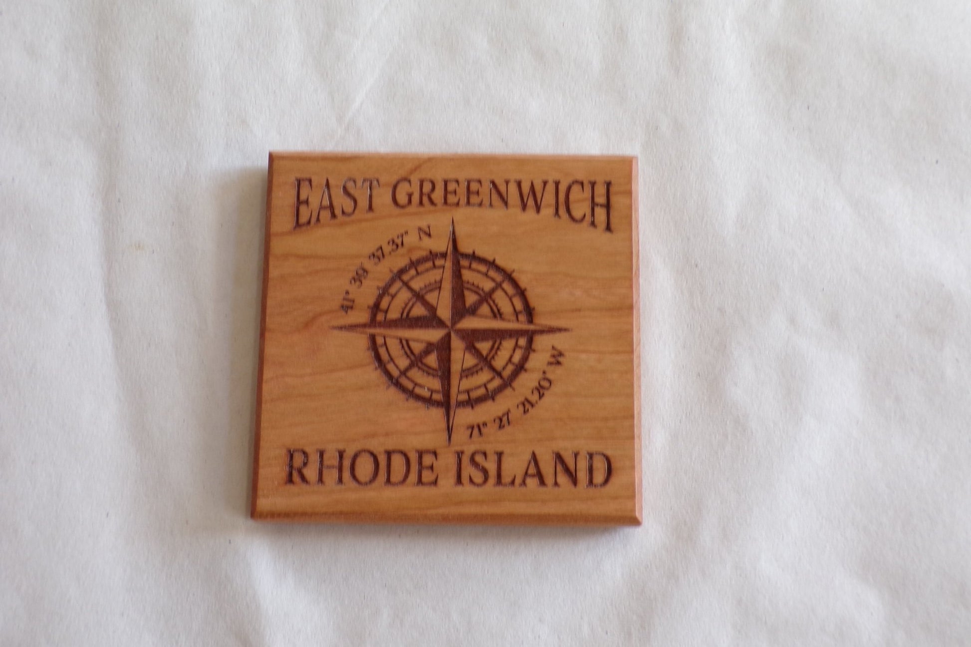 Coaster East Greenwich R.I. Compass Rose - Cherry - Fenwick & OliverCoaster East Greenwich R.I. Compass Rose - CherryFenwick & OliverFenwick & OliverCOA-EGRCR-CH