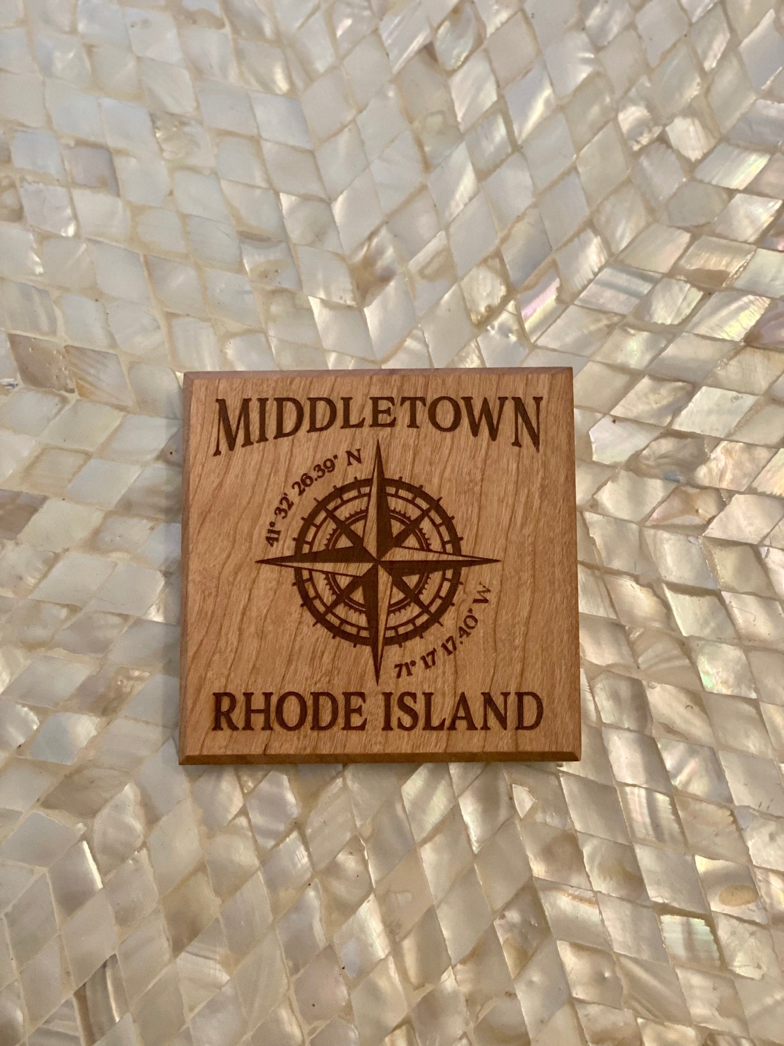Coaster Middletown R.I. Compass Rose - Cherry - Fenwick & OliverCoaster Middletown R.I. Compass Rose - CherryFenwick & OliverFenwick & OliverCOA-MIDCR-CH