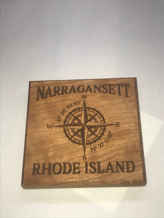 Coaster Narragansett R.I. Compass Rose - Cherry - Fenwick & OliverCoaster Narragansett R.I. Compass Rose - CherryFenwick & OliverFenwick & OliverCOA-NARCR-CH