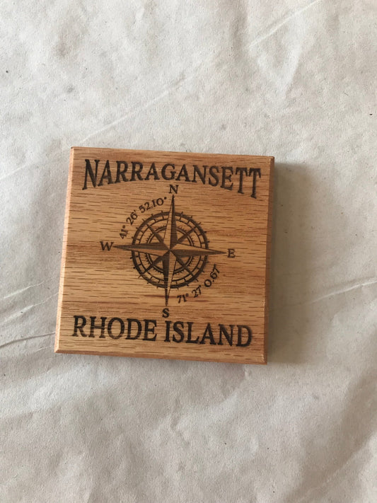 Coaster Narragansett R.I. Compass Rose - Oak - Fenwick & OliverCoaster Narragansett R.I. Compass Rose - OakFenwick & OliverFenwick & OliverCOA-NARCR-OA