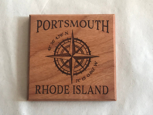 Coaster Portsmouth R.I. Compass Rose - Cherry - Fenwick & OliverCoaster Portsmouth R.I. Compass Rose - CherryFenwick & OliverFenwick & OliverCOA-PORCR-CH