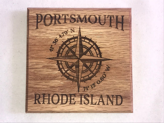 Coaster Portsmouth R.I. Compass Rose - Oak - Fenwick & OliverCoaster Portsmouth R.I. Compass Rose - OakFenwick & OliverFenwick & OliverCOA-PORCR-OA