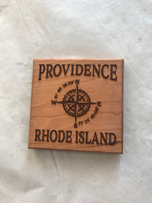 Coaster Providence R.I. Compass Rose - Cherry - Fenwick & OliverCoaster Providence R.I. Compass Rose - CherryFenwick & OliverFenwick & OliverCOA-PROCR-CH