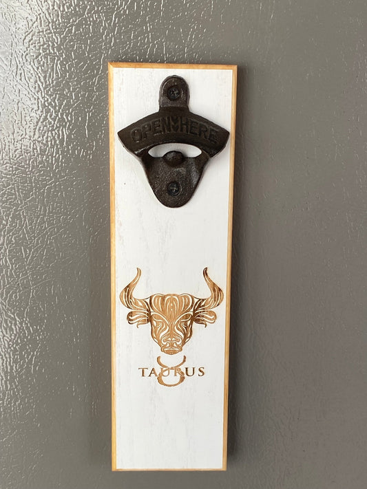 Magnetic Mount Bottle Opener - Taurus Symbol - White - Fenwick & OliverMagnetic Mount Bottle Opener - Taurus Symbol - WhiteDecorFenwick & OliverFenwick & OliverMMB-TAUSYM-WH