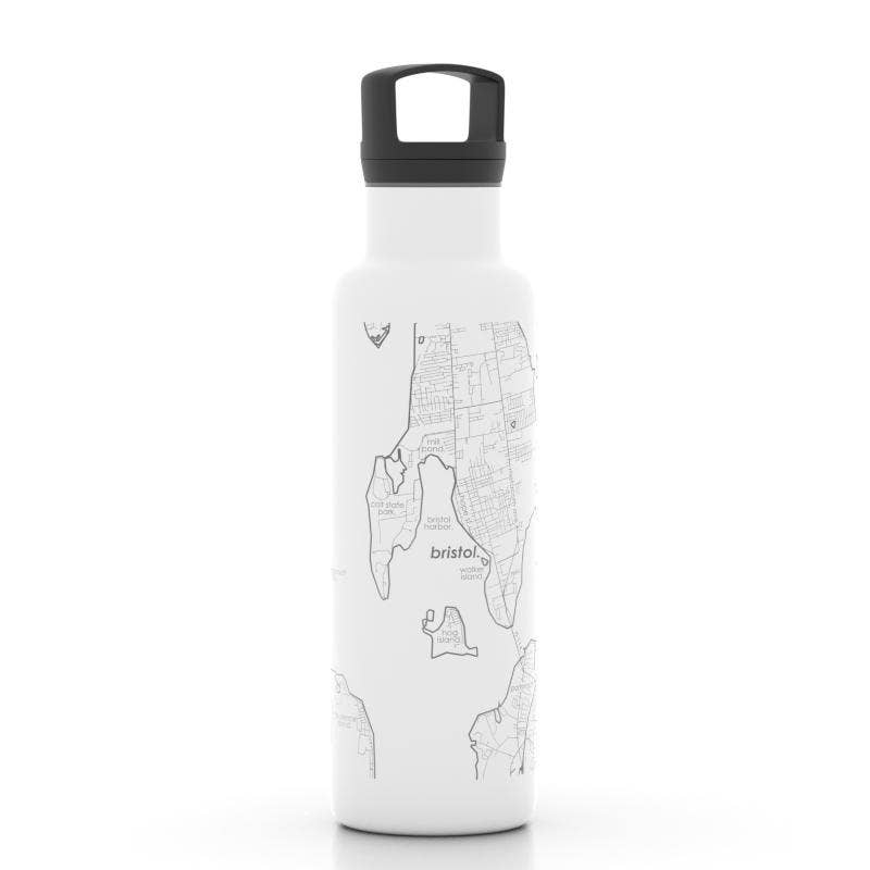 Well Told - Bristol RI Map 21 oz Insulated Hydration Bottle White - Fenwick & OliverWell Told - Bristol RI Map 21 oz Insulated Hydration Bottle WhiteWell ToldFenwick & Oliver50093