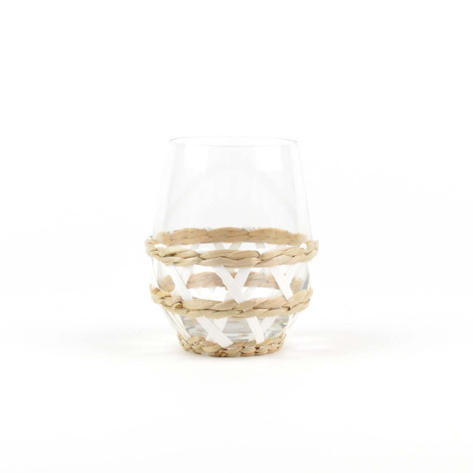 White Rattan Stemless Wine Glass - Fenwick & OliverWhite Rattan Stemless Wine Glass8 Oak LaneFenwick & OliverEC010WHT